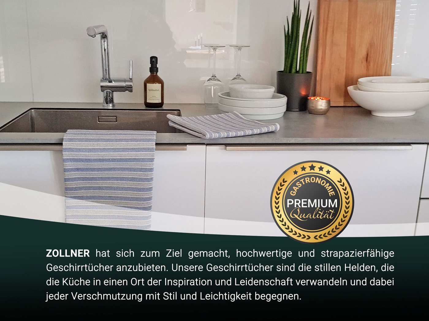 ZOLLNER Geschirrtuch, (Spar-Set, 2-tlg), 48 x 90 cm, 100% Baumwolle, vom Hotelwäschespezialisten – Bild 4 von 5