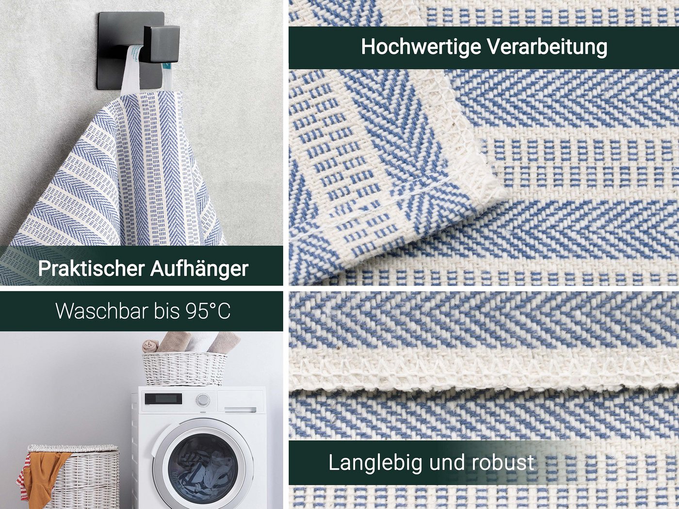 ZOLLNER Geschirrtuch, (Spar-Set, 2-tlg), 48 x 90 cm, 100% Baumwolle, vom Hotelwäschespezialisten – Bild 5 von 5