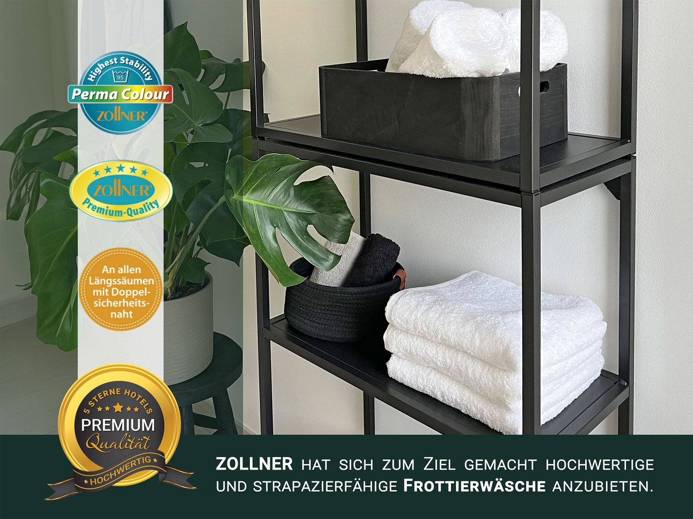 ZOLLNER Handtücher, Walkfrottier (6-St), 50 x 100 cm, 100% Baumwolle, vom Hotelwäschespezialisten, bis 95 °C – Bild 4 von 5