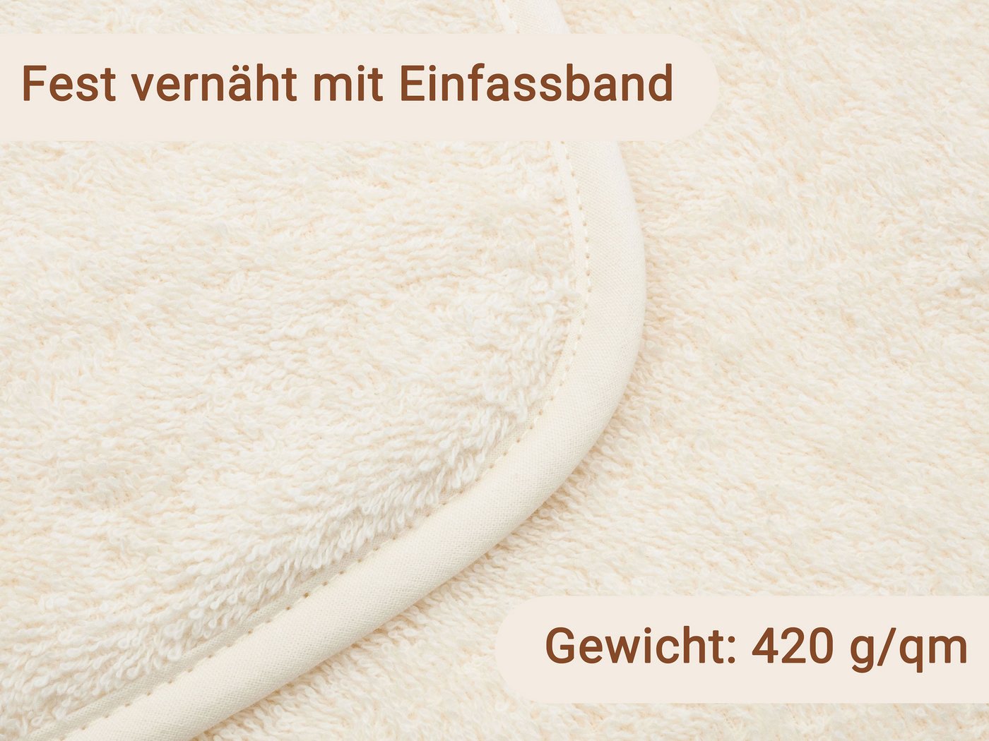 ZOLLNER Kapuzenhandtuch, Walkfrottier (1-St), 100 x 100 cm, 100% Baumwolle, vom Hotelwäschespezialisten – Bild 2 von 5
