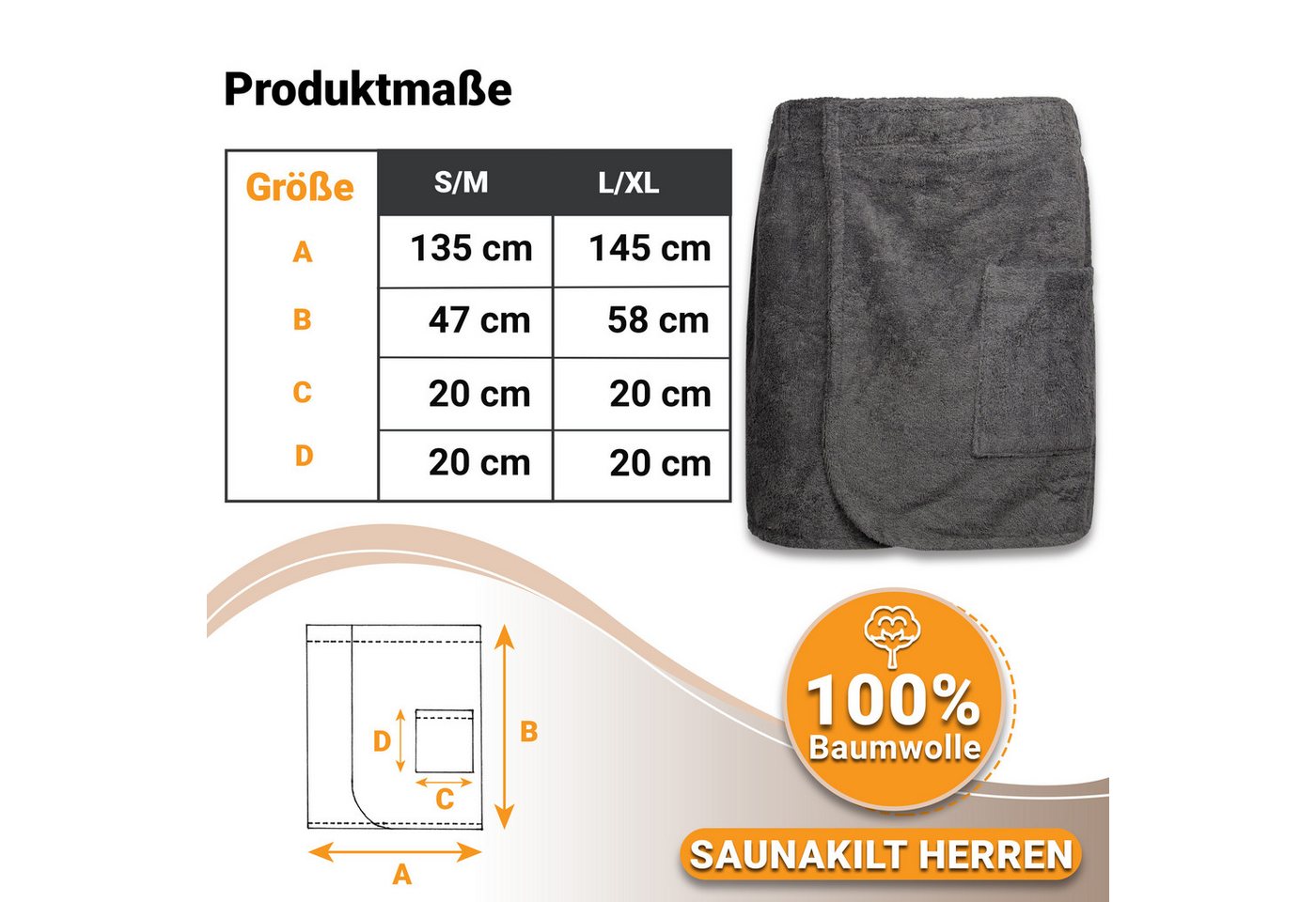 ZOLLNER Kilt, 100% Baumwolle, Gummizug, Klettverschluss, Klettverschluss, 100% Baumwolle, vom Hotelwäschespezialisten – Bild 2 von 5