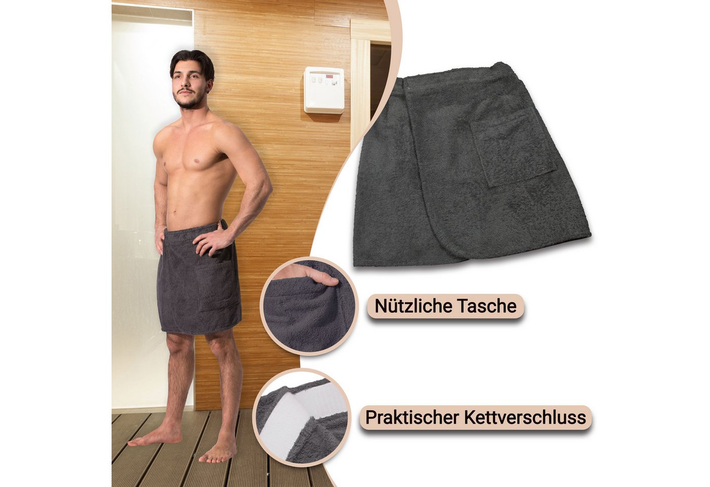 ZOLLNER Kilt, 100% Baumwolle, Gummizug, Klettverschluss, Klettverschluss, 100% Baumwolle, vom Hotelwäschespezialisten – Bild 5 von 5