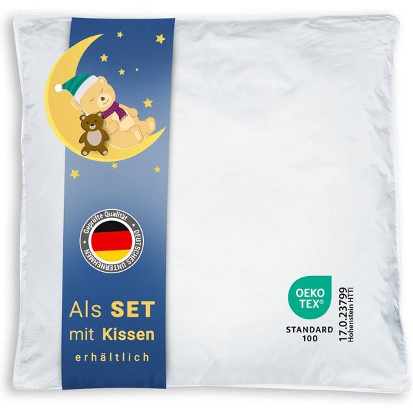 ZOLLNER Kinderbettdecke, Füllung: 90% Daunen, 10% Federn, 80 x 80 cm, 100% Baumwolle, vom Hotelwäschespezialisten
