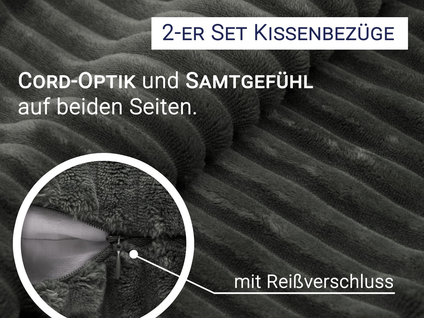 ZOLLNER Kissenbezug, (2 Stück), 40 x 40 cm, 100% Polyester, vom Hotelwäschespezalisten – Bild 4 von 5