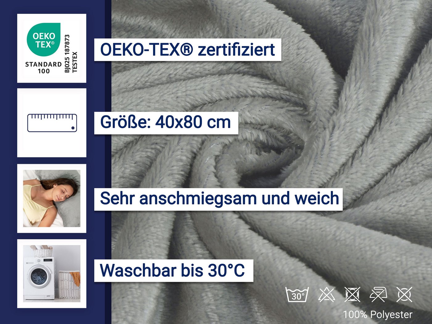 ZOLLNER Kissenbezug, (2 Stück), 40 x 80 cm, 100% Polyester, vom Hotelwäschespezalisten – Bild 3 von 5
