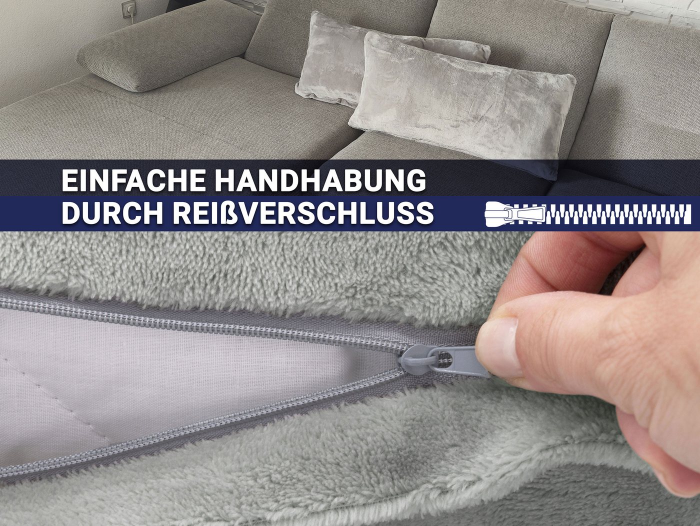 ZOLLNER Kissenbezug, (2 Stück), 40 x 80 cm, 100% Polyester, vom Hotelwäschespezalisten – Bild 5 von 5