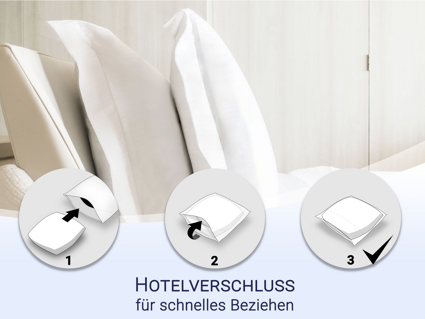 ZOLLNER Kissenbezug, (2 Stück), 50 x 80 cm, 100% Baumwolle, vom Hotelwäschespezalisten – Bild 4 von 5
