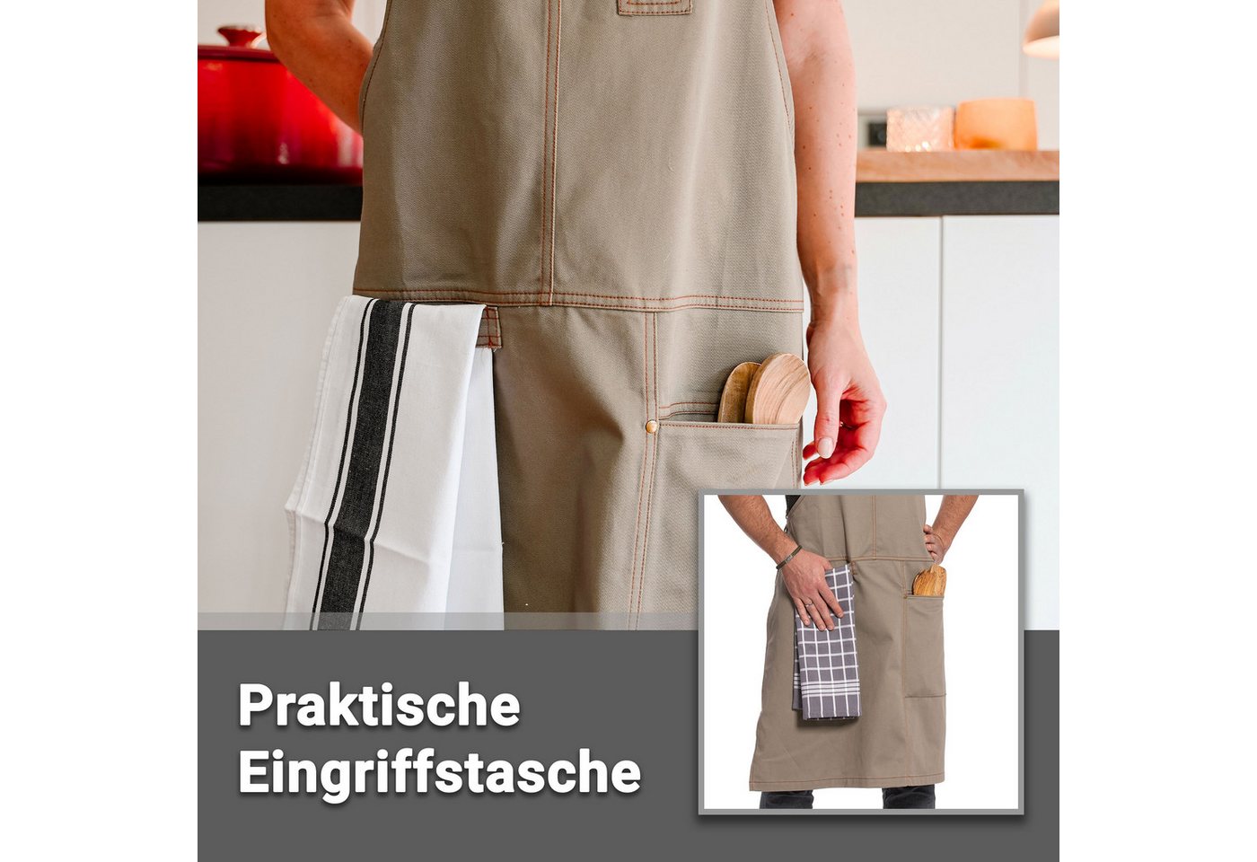 ZOLLNER Kochschürze, 70 x 95 cm, 100% Baumwolle, vom Hotelwäschespezialisten – Bild 5 von 5