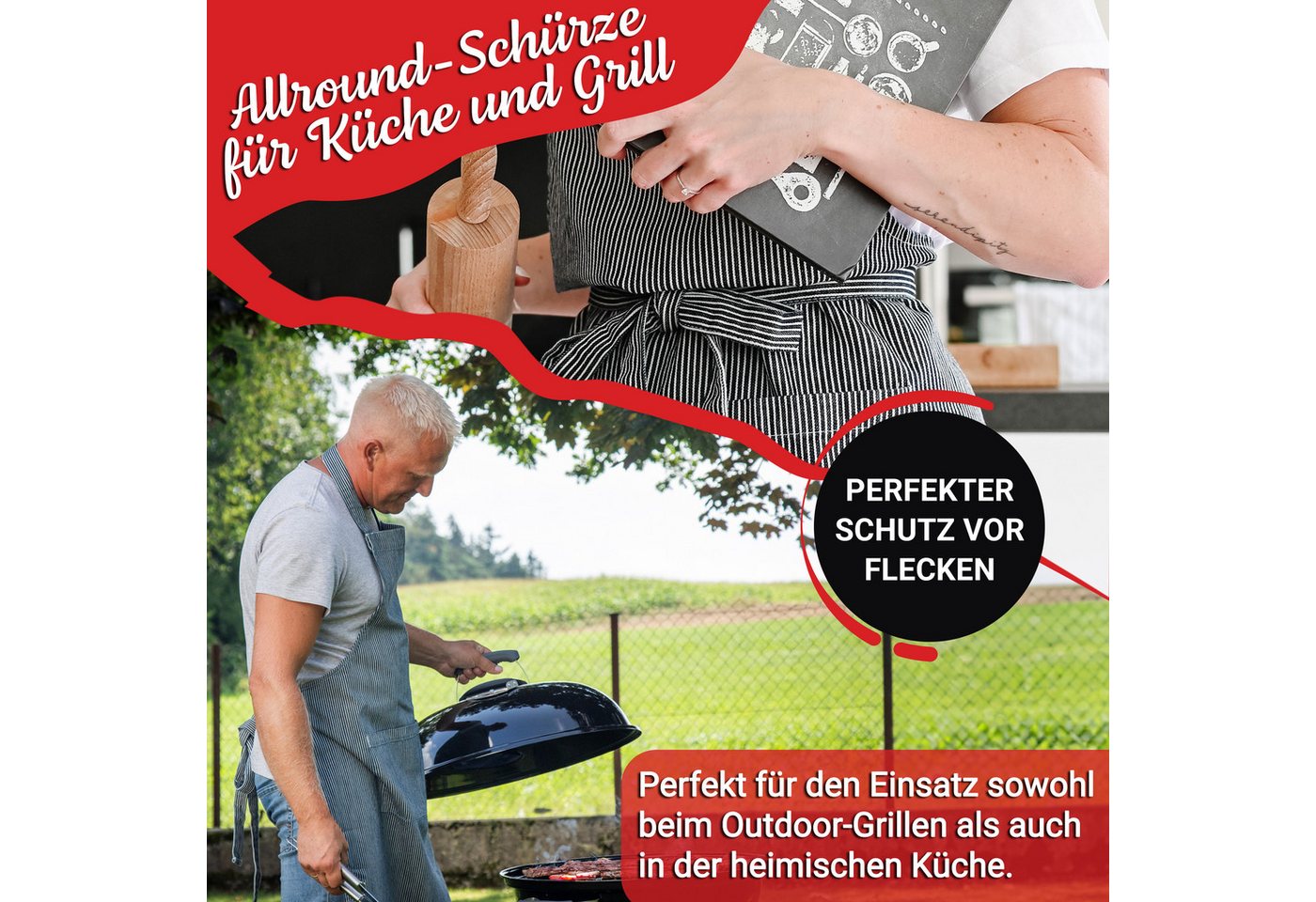 ZOLLNER Kochschürze, 75 x 100 cm, 100% Baumwolle, verstellbaren Nackenband – Bild 4 von 5