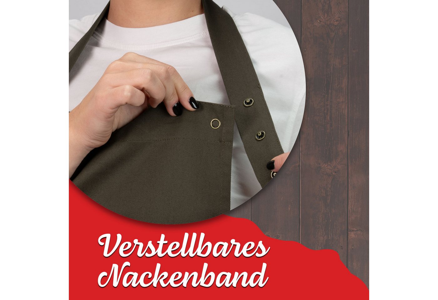 ZOLLNER Kochschürze, 75 x 100 cm, 100% Baumwolle, verstellbaren Nackenband – Bild 3 von 5