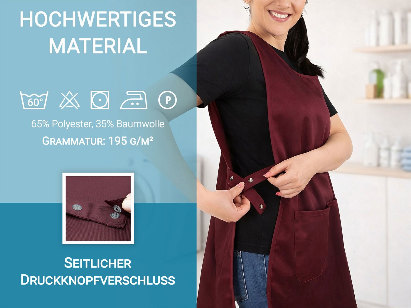 ZOLLNER Kochschürze, (1-tlg), 37 x 27 cm, 65% Polyester, 35% Baumwolle – Bild 3 von 5