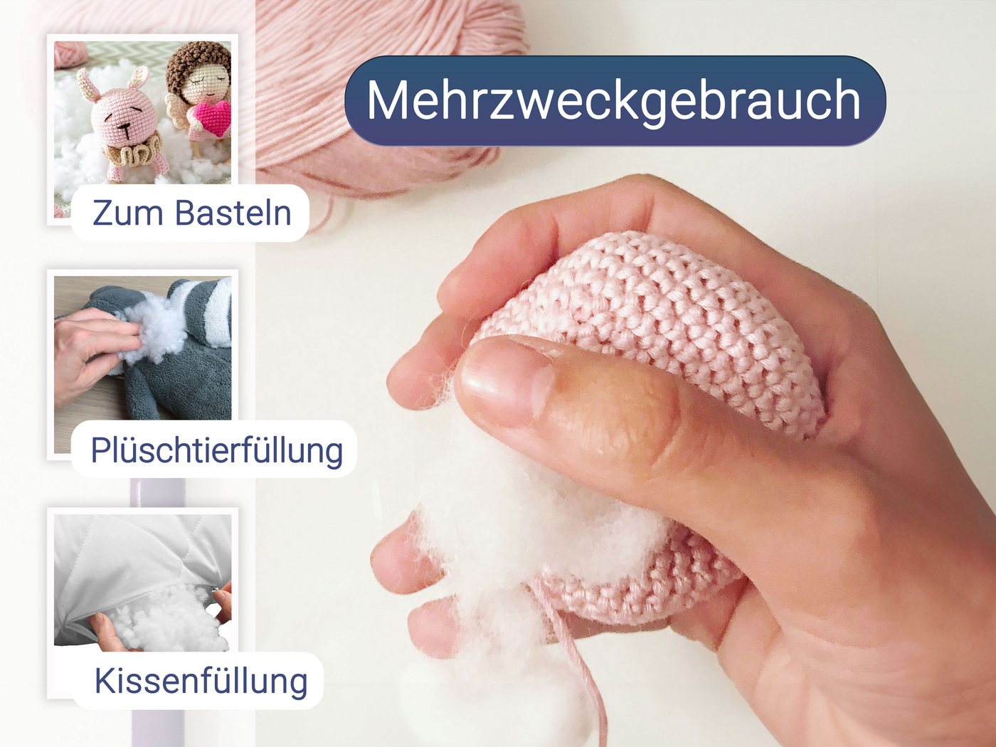ZOLLNER Kopfkissen, Füllung: 100% Polyester, Bauch-, Seiten-, Rückenschläfer, 1000g Füllwatte, 100% Polyester, vom Hotelwäschespezialisten – Bild 2 von 5