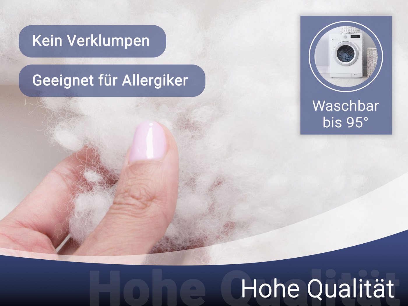 ZOLLNER Kopfkissen, Füllung: 100% Polyester, Bauch-, Seiten-, Rückenschläfer, 1000g Füllwatte, 100% Polyester, vom Hotelwäschespezialisten – Bild 3 von 5