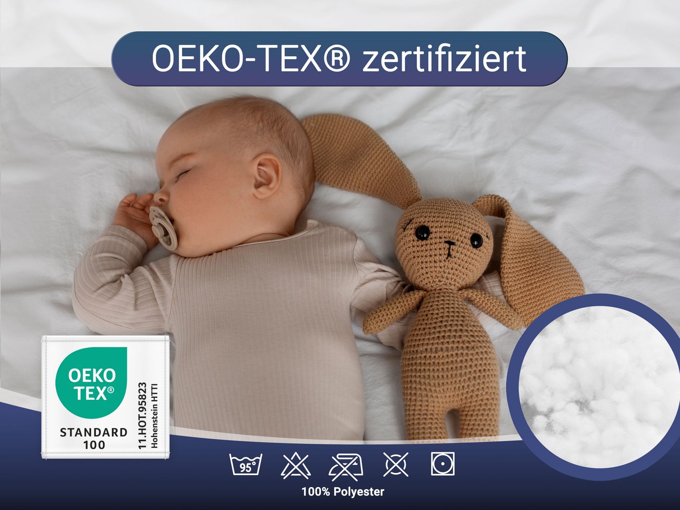 ZOLLNER Kopfkissen, Füllung: 100% Polyester, Bauch-, Seiten-, Rückenschläfer, 1000g Füllwatte, 100% Polyester, vom Hotelwäschespezialisten – Bild 5 von 5