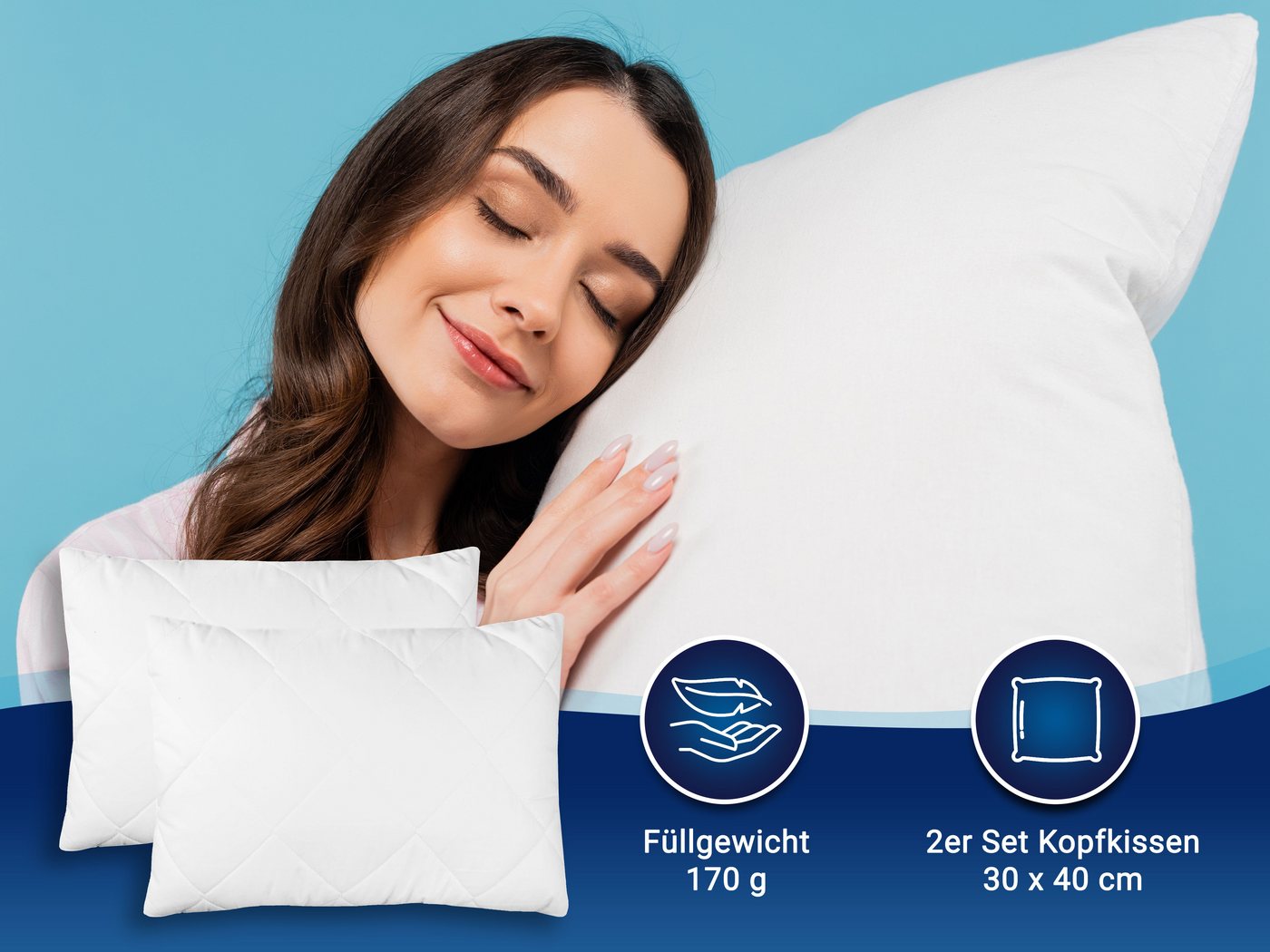 ZOLLNER Kopfkissen, Füllung: 100% Silikonisierte Polyesterhohlfaserbällchen, Spar-Set, 30 x 40 cm, 50% Polyester, 50% Baumwolle, vom Hotelwäschespezialisten – Bild 5 von 5