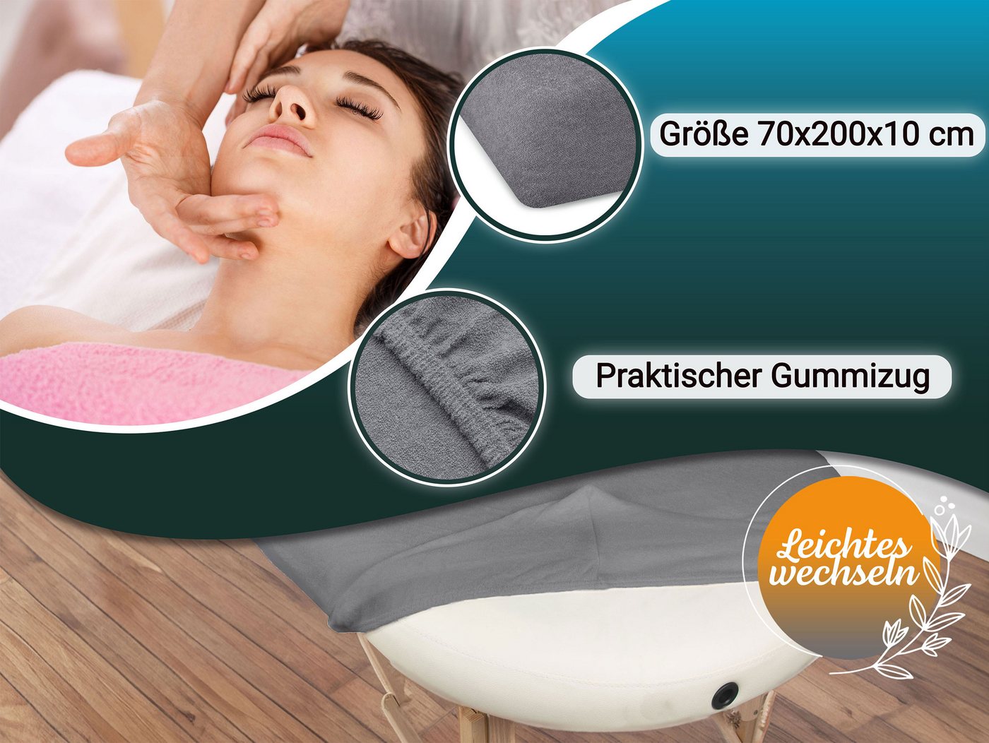 ZOLLNER Liegenauflage, 70 x 200 x 10 cm, 80% Baumwolle, 20% Polyester – Bild 3 von 5