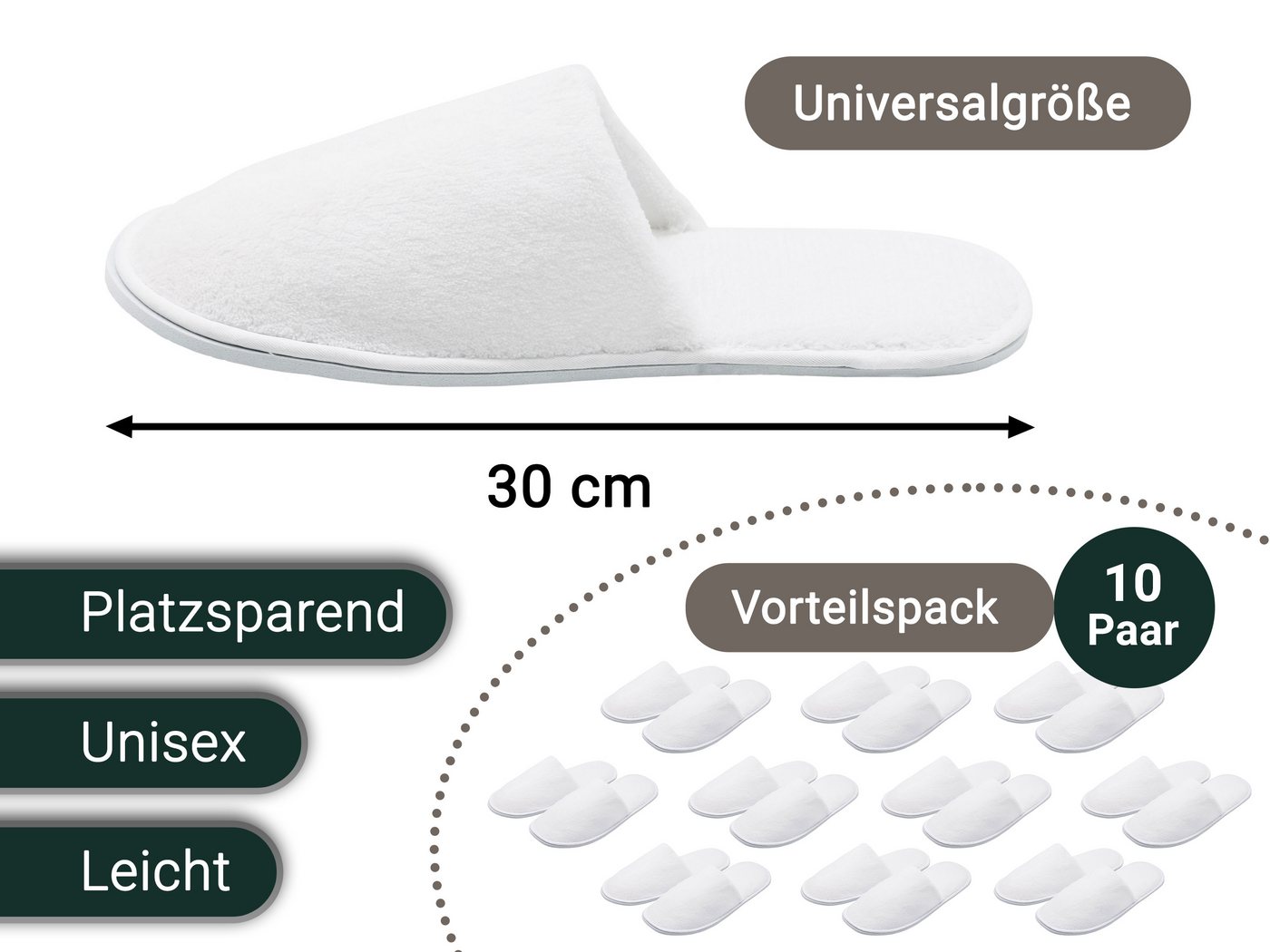 ZOLLNER Pantoffel (10-tlg) 100% Polyester, vom Hotelwäschespezialisten – Bild 4 von 5