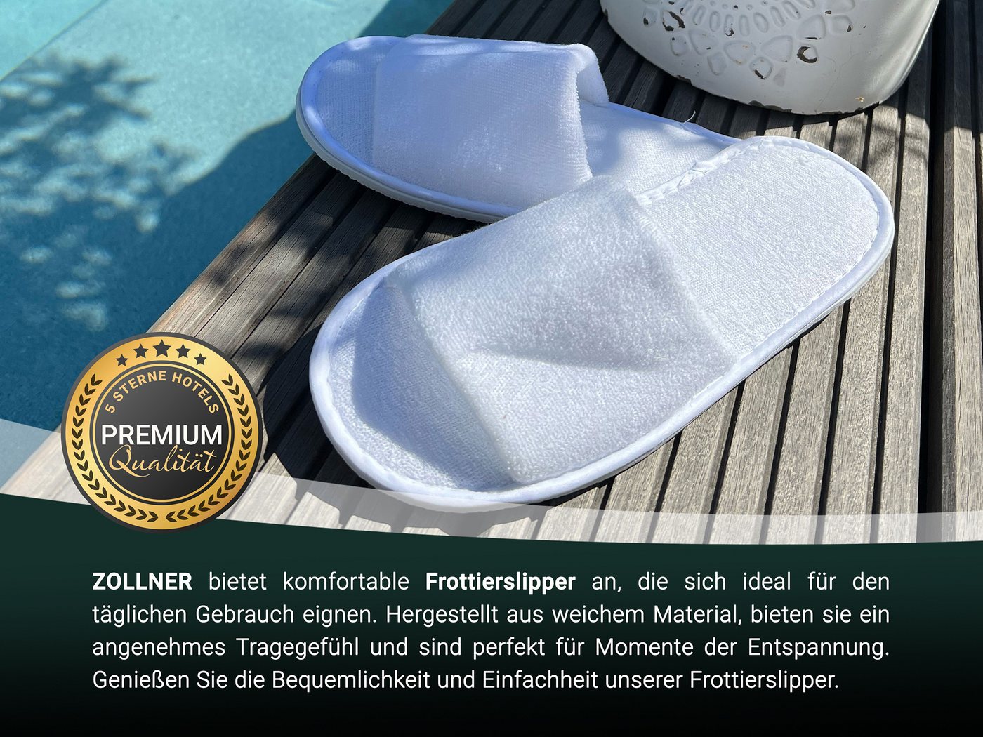 ZOLLNER Pantoffel (10-tlg) 100% Polyester, vom Hotelwäschespezialisten – Bild 4 von 5