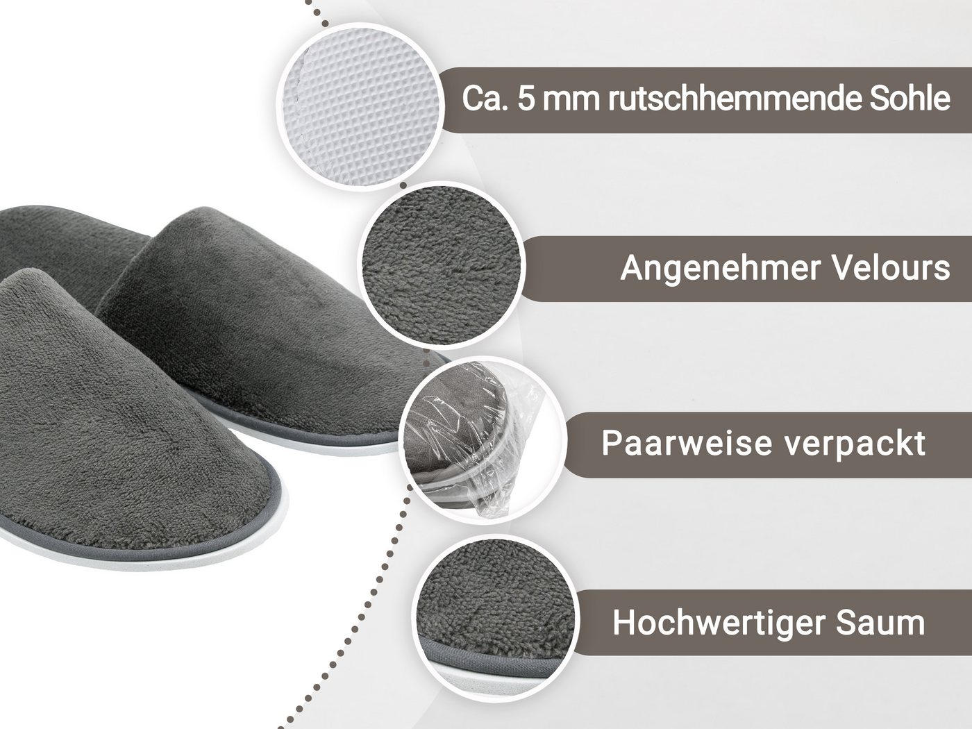 ZOLLNER Pantoffel (10-tlg) 100% Polyester, vom Hotelwäschespezialisten – Bild 2 von 5