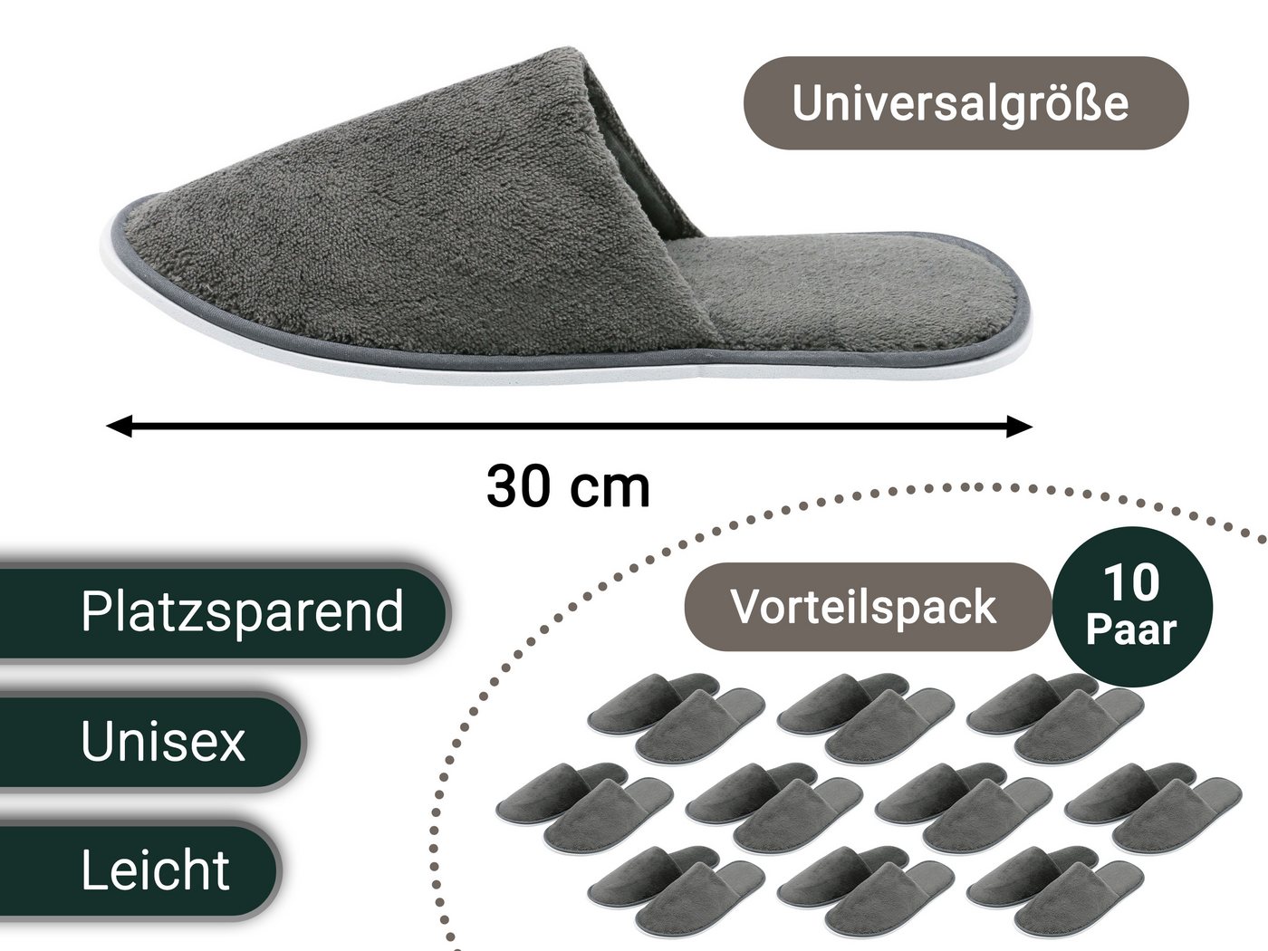 ZOLLNER Pantoffel (10-tlg) 100% Polyester, vom Hotelwäschespezialisten – Bild 4 von 5