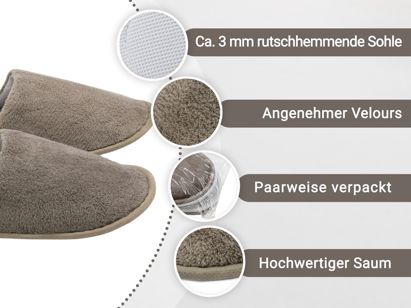 ZOLLNER Pantoffel (10-tlg) 100% Polyester, vom Hotelwäschespezialisten – Bild 2 von 5