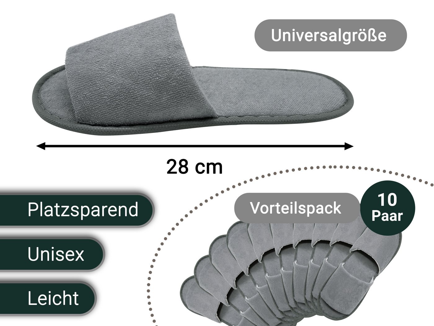 ZOLLNER Pantoffel (10-tlg) 100% Polyester, vom Hotelwäschespezialisten – Bild 5 von 5