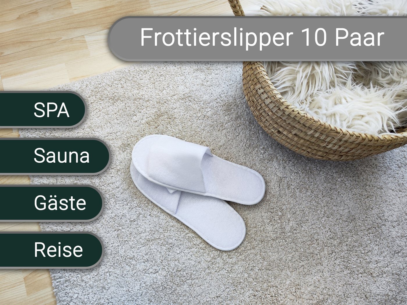 ZOLLNER Pantoffel (10-tlg) 100% Polyester, vom Hotelwäschespezialisten – Bild 3 von 5