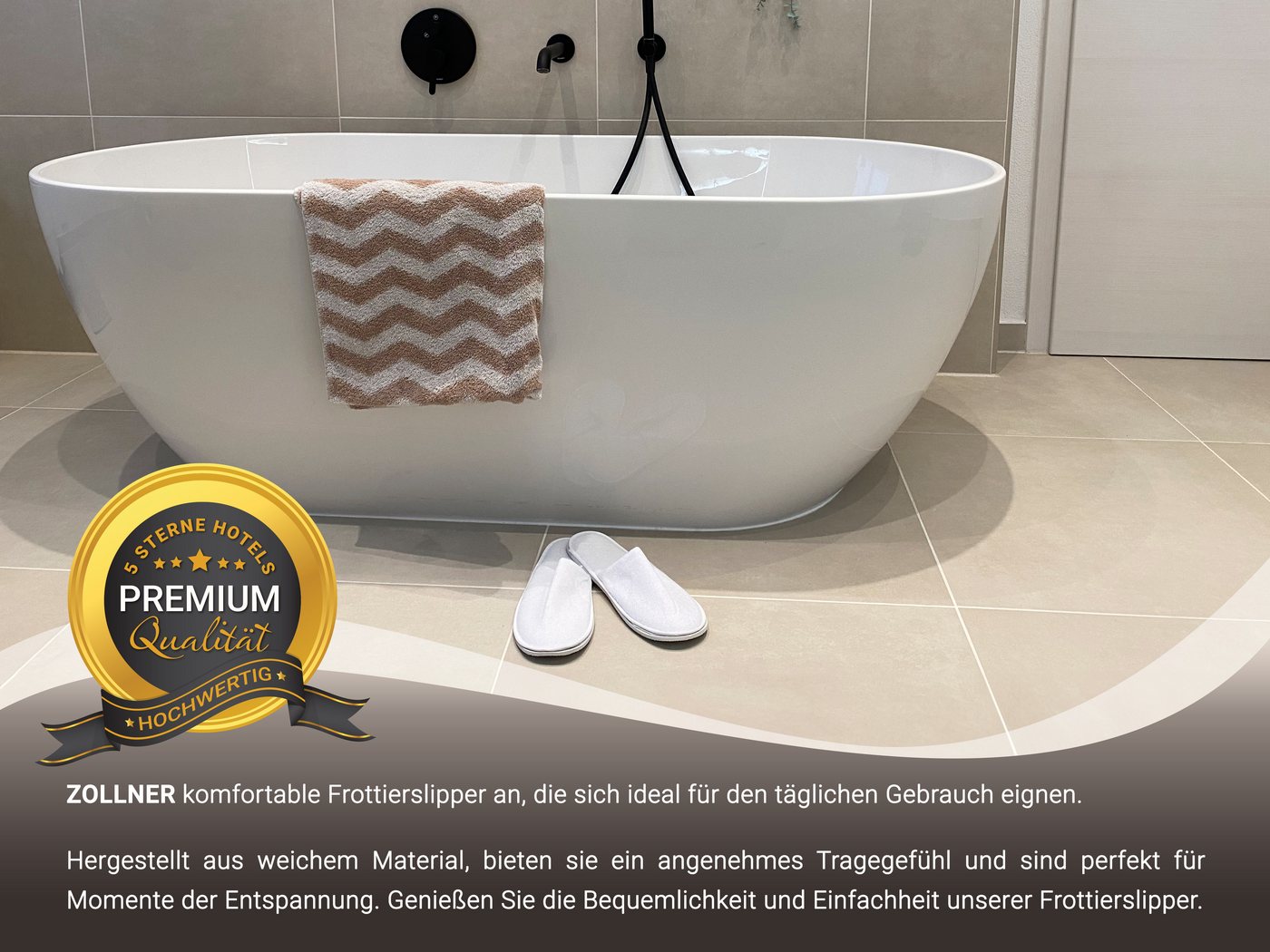 ZOLLNER Pantoffel 100% Polyester, vom Hotelwäschespezialisten – Bild 4 von 5