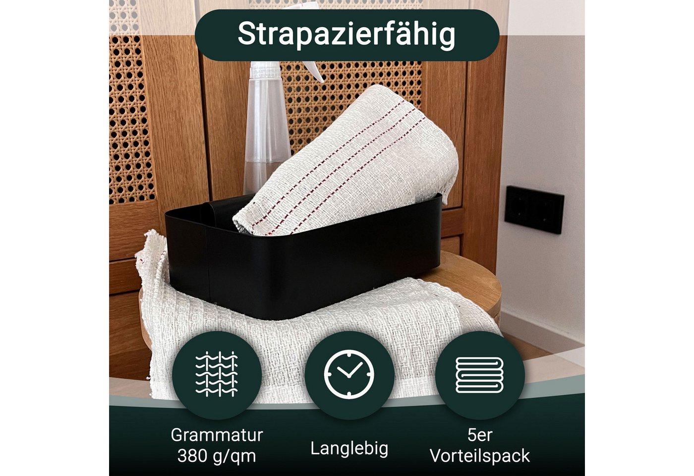 ZOLLNER Reinigungstücher (80% Polyacryl / 20% Polyester, 55x60 cm, Set, 55 x 60 cm, 80% Polyacryl / 20% Polyester, vom Hotelwäschespezialisten) – Bild 3 von 5