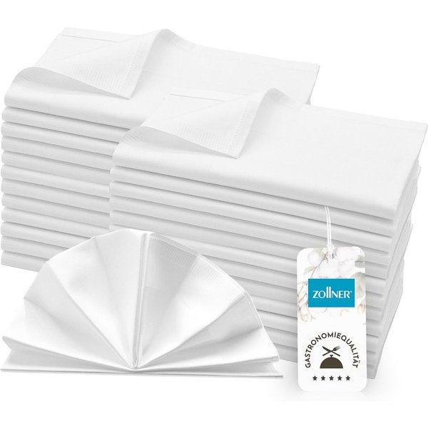 ZOLLNER Stoffserviette, (Spar-Set, 25 St), 50 x 50 cm, 100% Baumwolle, mit edler Atlaskante, Vollzwirn
