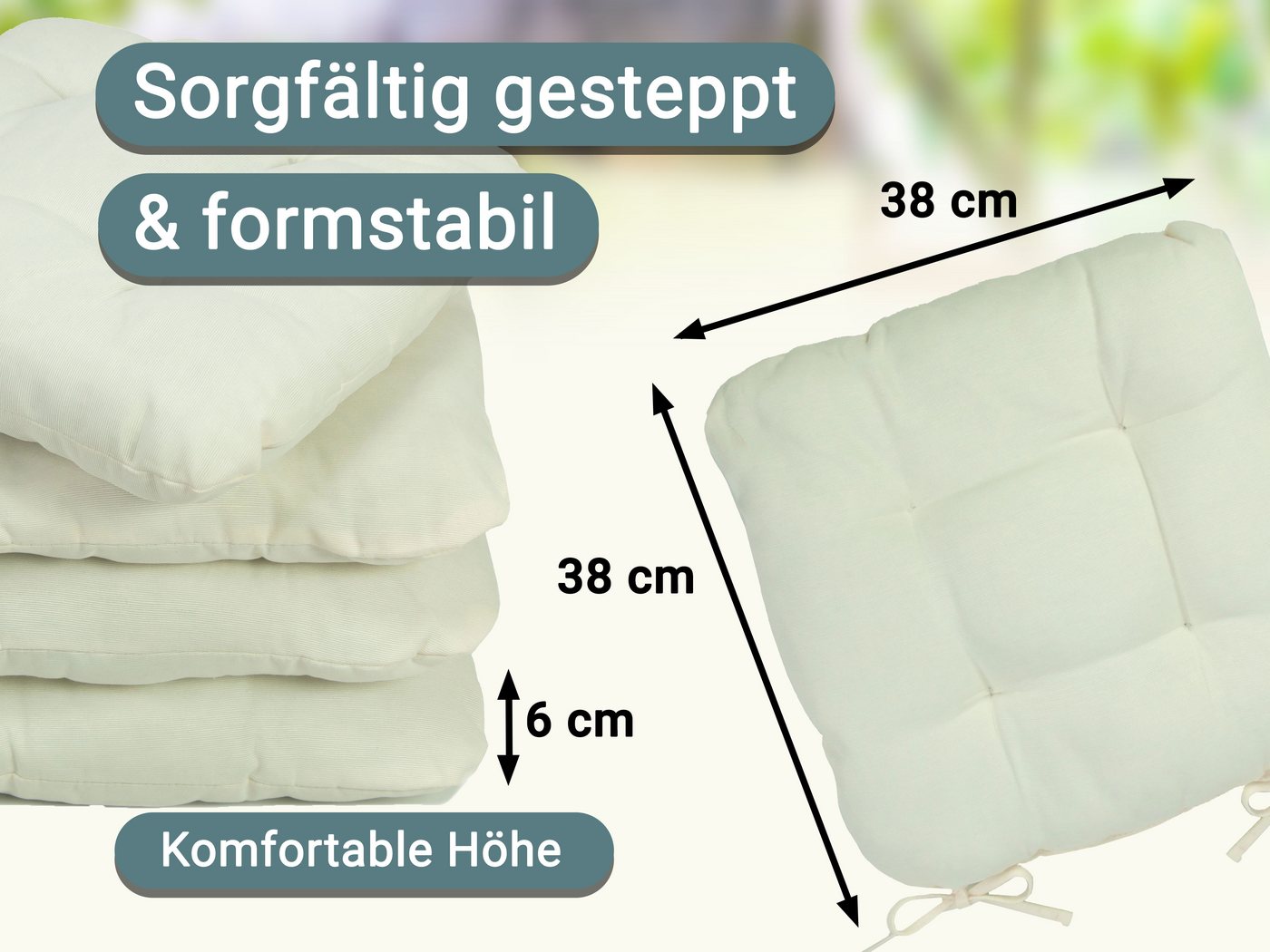 ZOLLNER Stuhlkissen, 38 x 38 x 6 cm, vom Hotelwäschespezialisten – Bild 3 von 5