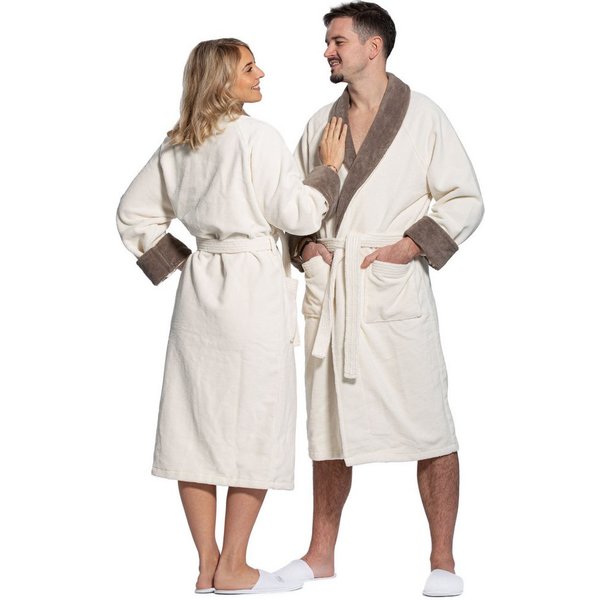 ZOLLNER Unisex-Bademantel, 50% Bambus-Viskose, 50% Baumwolle, Bindegürtel, saugfähig und kuschelig, Gürtel, 50% Bambus-Viskose, 50% Baumwolle, vom Hotelwäschesp