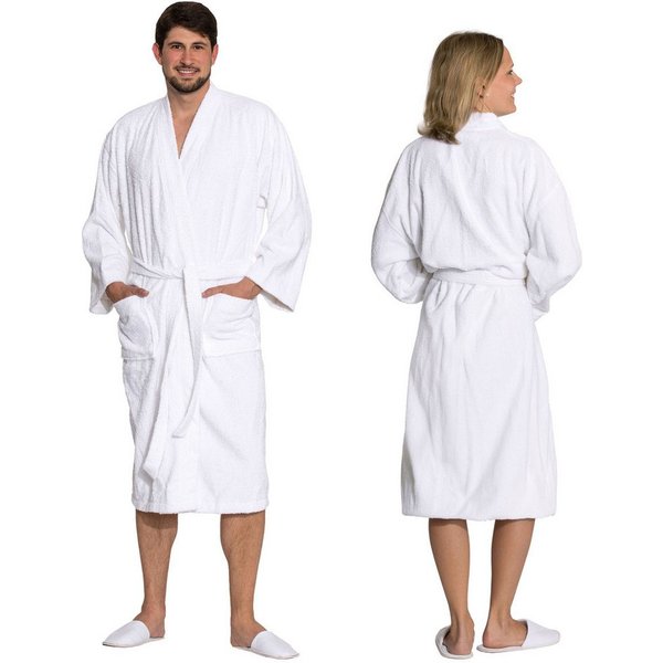 ZOLLNER Unisex-Bademantel, 100% Baumwolle, Kimono-Kragen, Gürtel, 100% Baumwolle, vom Hotelwäschespezalisten, S-6XL