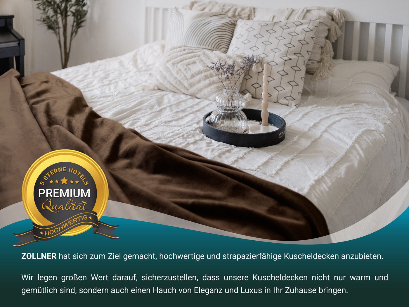 Wohndecke, ZOLLNER, 150 x 200 cm, 60% Baumwolle, 40% Polyacryl, auch in XXL Größe – Bild 5 von 5