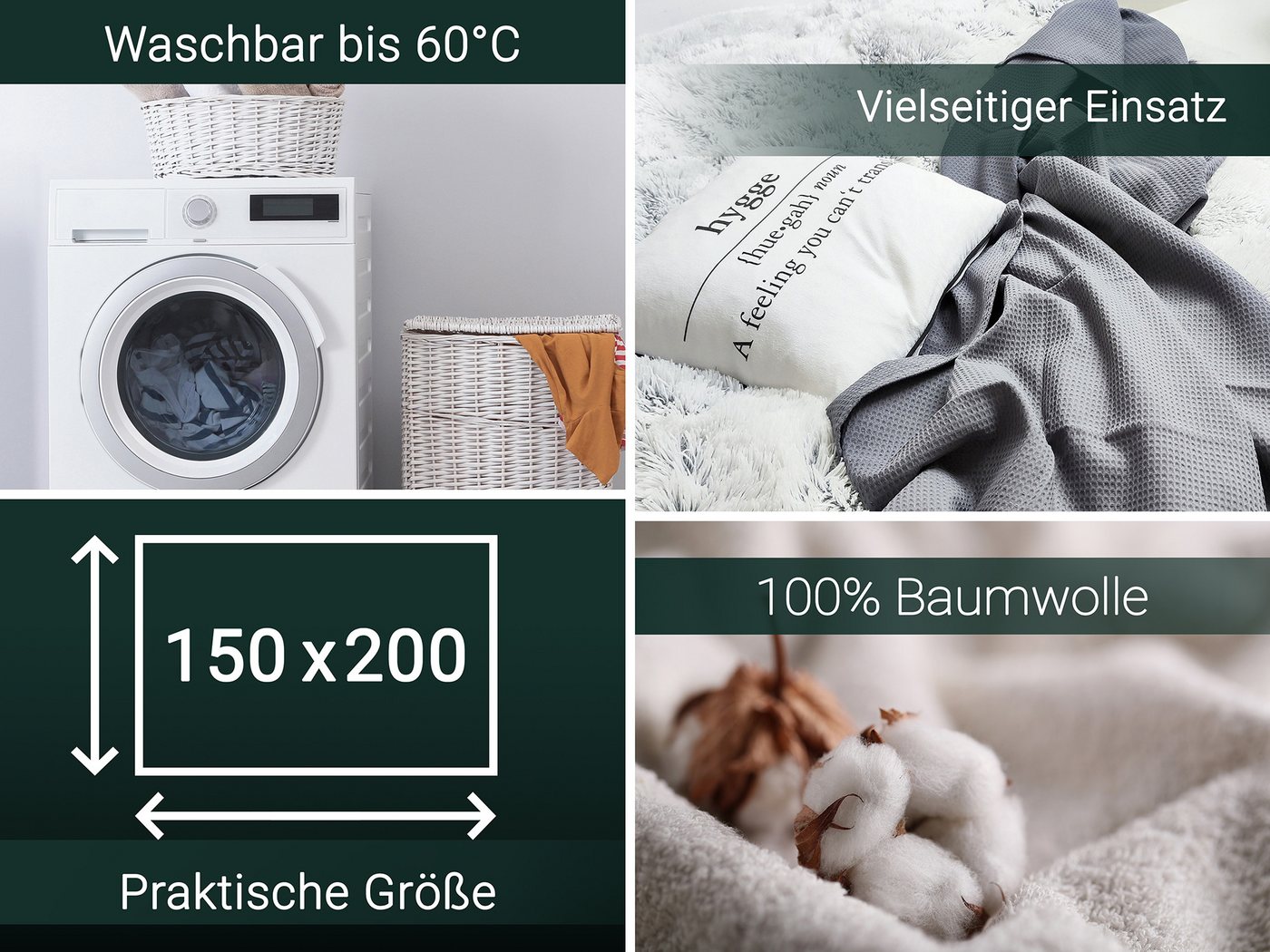 Wohndecke, ZOLLNER, 150 x 200 cm, 100% Baumwolle, von Hotelwäschenspezialisten – Bild 2 von 5