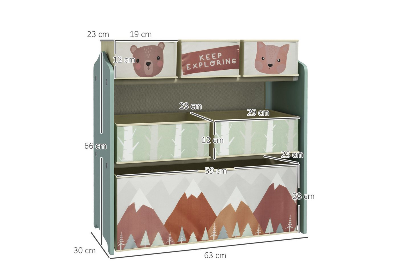 ZONEKIZ Kinderregal Bücherregal, Kinderzimmerregal für Kinderzimmer, Spielzimmer, Kinderspielzeug Aufbewahrungsorganiser 1-tlg., für Schlafzimmer, Kindergarten, – Bild 3 von 5