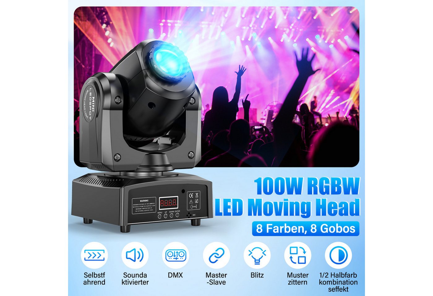 ZonQoonz Discolicht 100W Moving Head Light, BühnenLicht Gobo Strahl Für DJ Party Disco – Bild 2 von 5