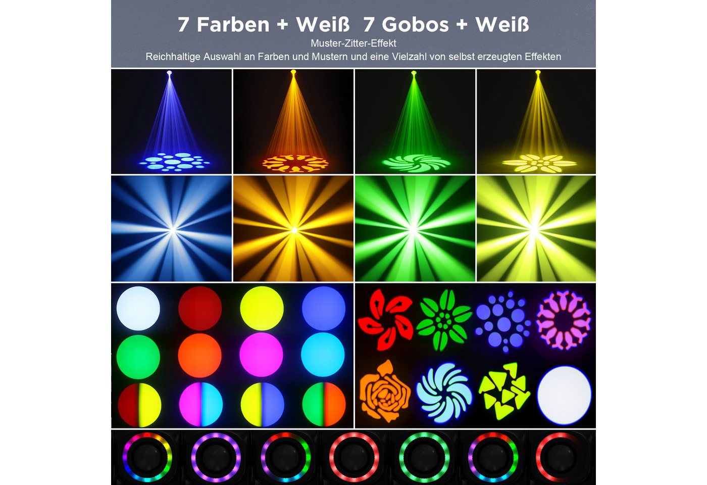 ZonQoonz Discolicht 120W Moving Head Light, BühnenLicht Gobo Strahl Für DJ Party Disco – Bild 3 von 5