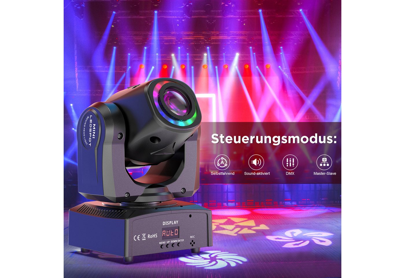 ZonQoonz Discolicht 120W Moving Head Light, BühnenLicht Gobo Strahl Für DJ Party Disco – Bild 4 von 5