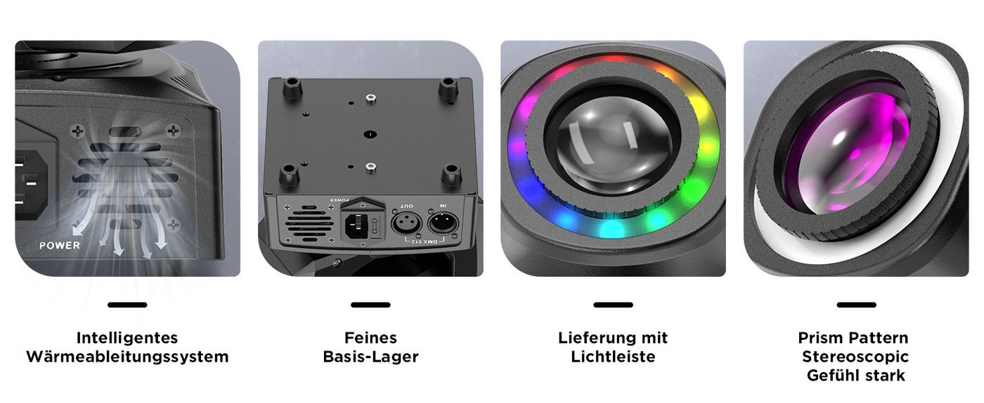 ZonQoonz Discolicht 120W Moving Head Light, BühnenLicht Gobo Strahl Für DJ Party Disco – Bild 5 von 5