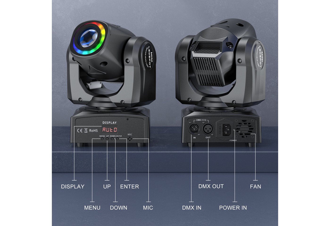 ZonQoonz Discolicht 120W Moving Head Light, BühnenLicht Gobo Strahl Für DJ Party Disco – Bild 5 von 5