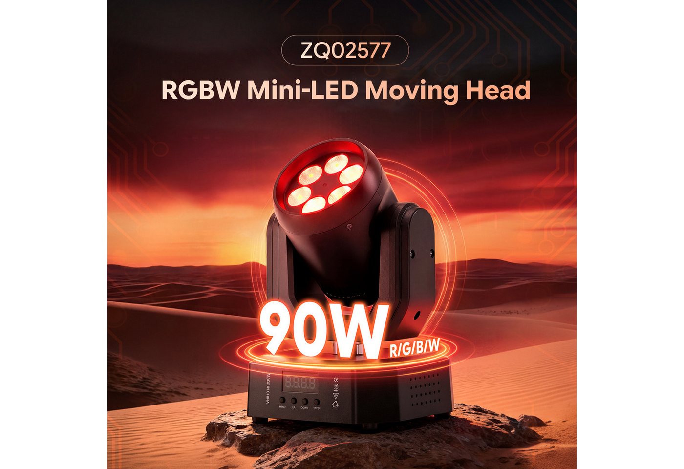 ZonQoonz Discolicht 90W Mini-Moving-Head-Scheinwerfer, sprachgesteuertes DMX für Partys DJ – Bild 2 von 5
