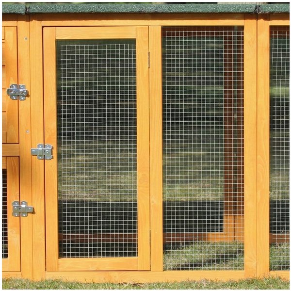 Zooprinz Hühnerstall Hühnervoliere Flexi mit oder ohne Auslauf 215x70x65 cm (BxHxT), Metall Kotschublade, Flexibler Stall, Kiefernholz