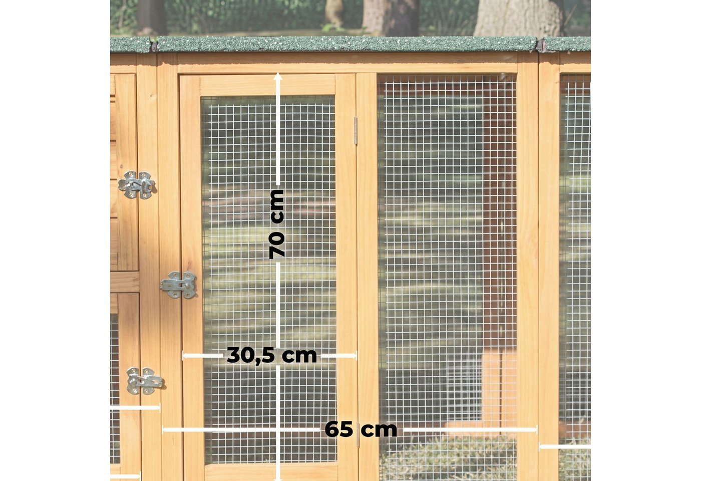 Zooprinz Hühnerstall Hühnervoliere Flexi mit oder ohne Auslauf 215x70x65 cm (BxHxT), Metall Kotschublade, Flexibler Stall, Kiefernholz – Bild 2 von 2