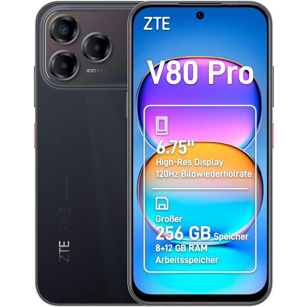 ZTE V80 Pro 8+256GB Smartphone (17,14 cm/6,75 Zoll, 256 GB Speicherplatz, 108 MP Kamera)