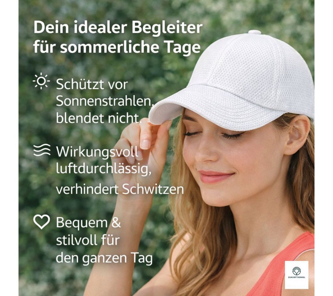 ZUKUNFTSENKEL Baseball Cap Kappe aus Papierstroh verstellbarer Metallverschluss (atmungsaktive Cap einfarbig Unisex) luftige Sommer Mütze mit Mesh Struktur – Bild 2 von 5