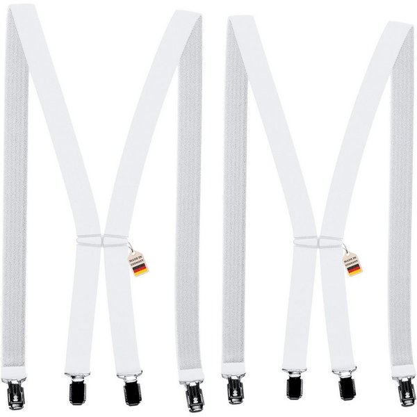 ZUKUNFTSENKEL Hosenträger 2er Pack schmal 2,5cm breite, 4 starke Clips (X-Form Für Damen und Herren) Deutsche Herstellung, Elastisch