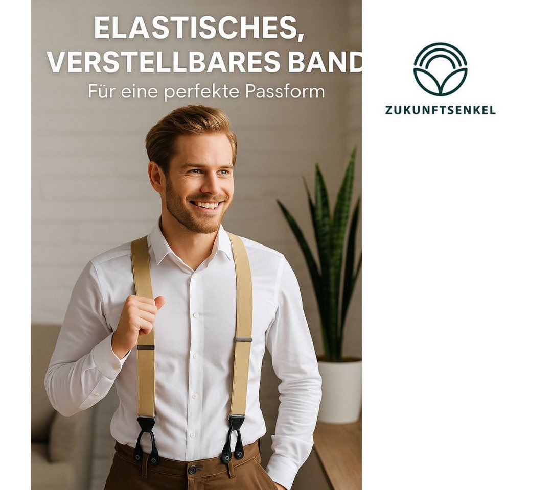 ZUKUNFTSENKEL Hosenträger Hosenträger Herren 3,5 cm Breite Y-Form mit Knopfverschluss (Deutsche Produktion, Komfortabel) Lederriemen Knopfverschluss, ohne Clips – Bild 3 von 5