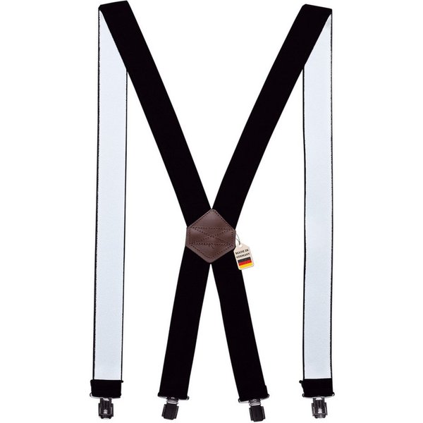 ZUKUNFTSENKEL Hosenträger Hosenträger mit Echtleder - Elastisch, Rutschfest Herren & Damen (4 Robuste Clips, X-Form) 3,5cm Breite - Deutsche Produktion