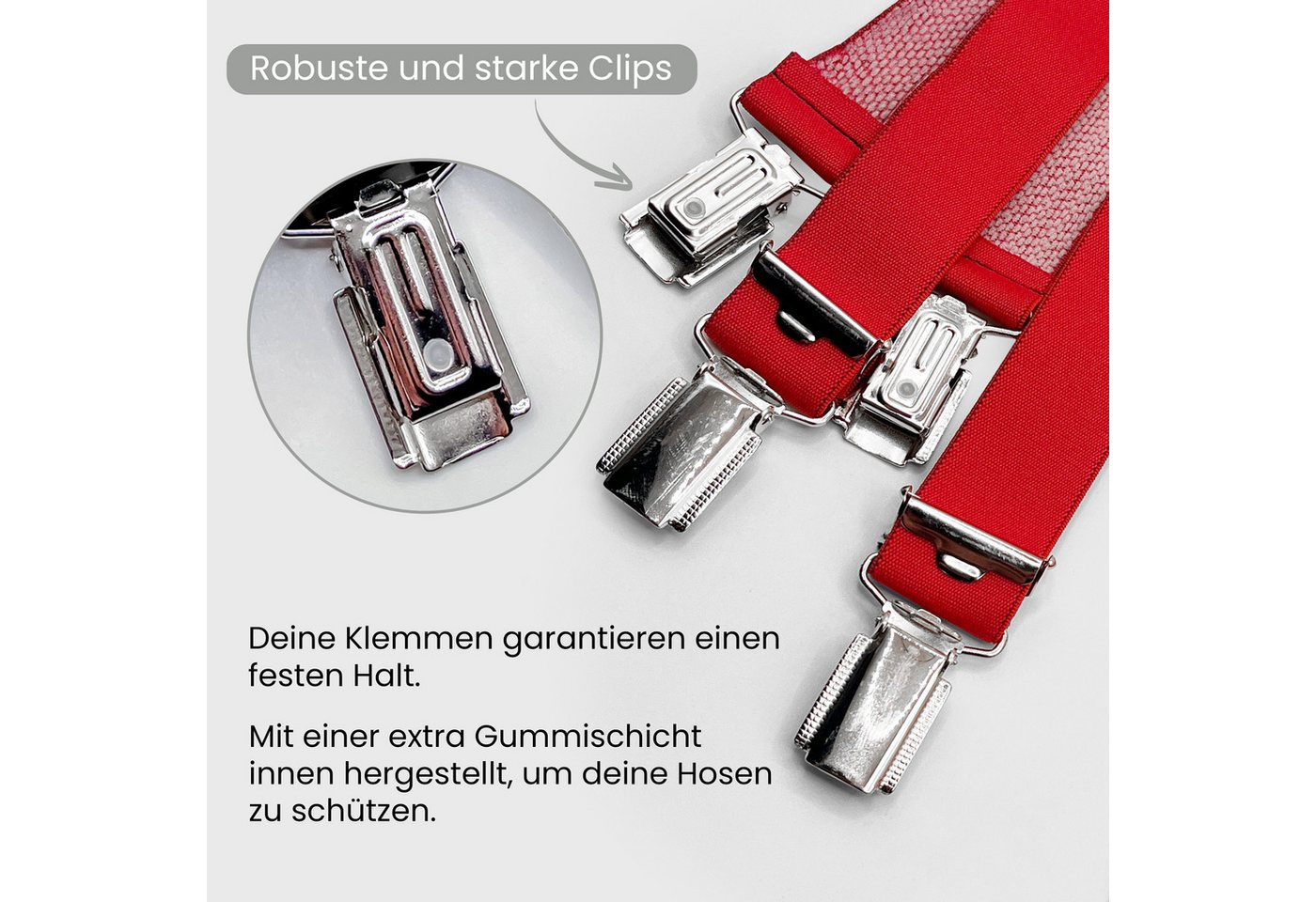 ZUKUNFTSENKEL Hosenträger Hosenträger mit Echtleder - Elastisch, Rutschfest Herren & Damen (4 Robuste Clips, X-Form) 3,5cm Breite - Deutsche Produktion – Bild 2 von 5